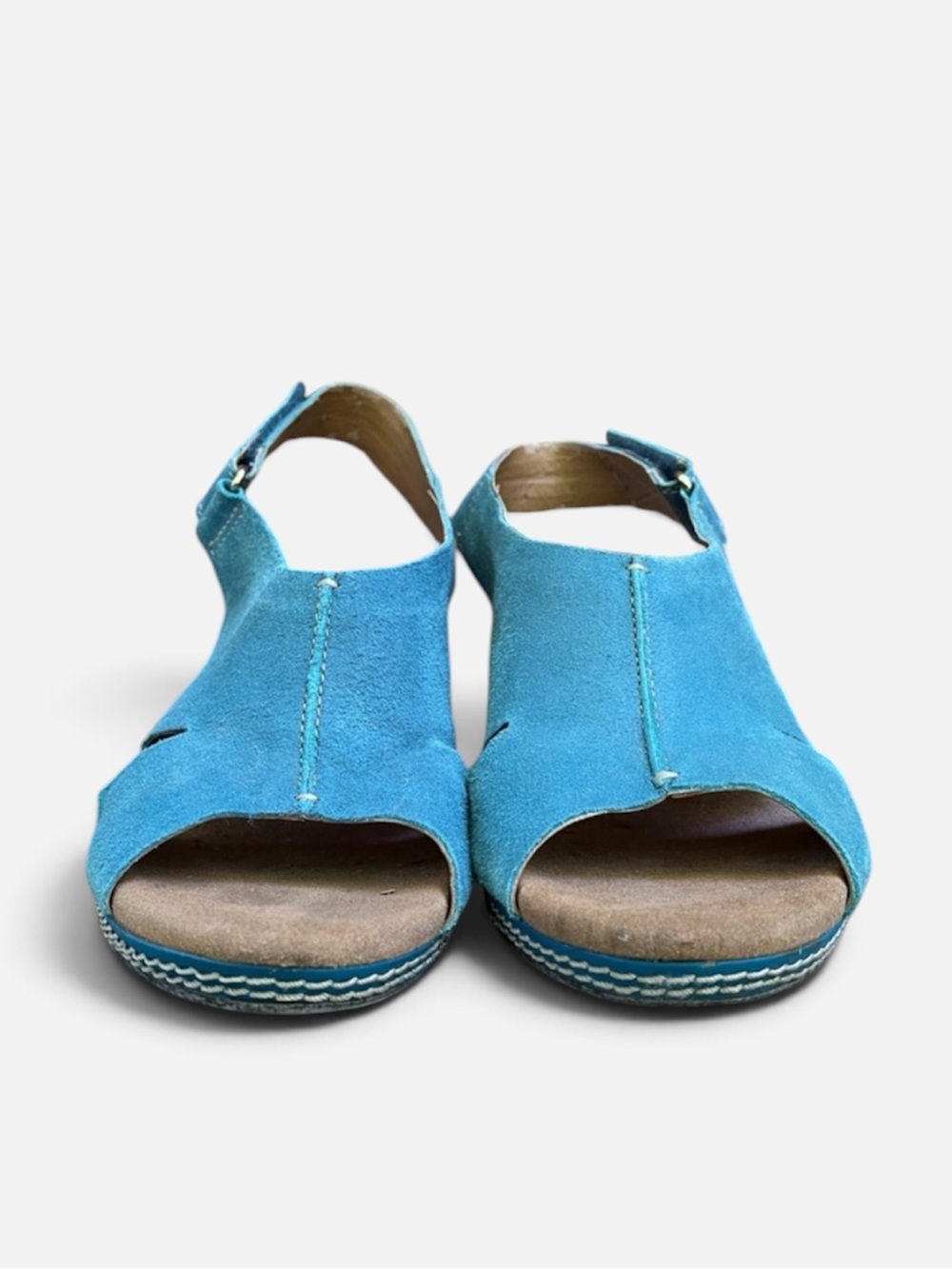 Clark’s Helio Float Cork Wedge Sandal in Teal Suede Size 9 - Picture 6 of 10
